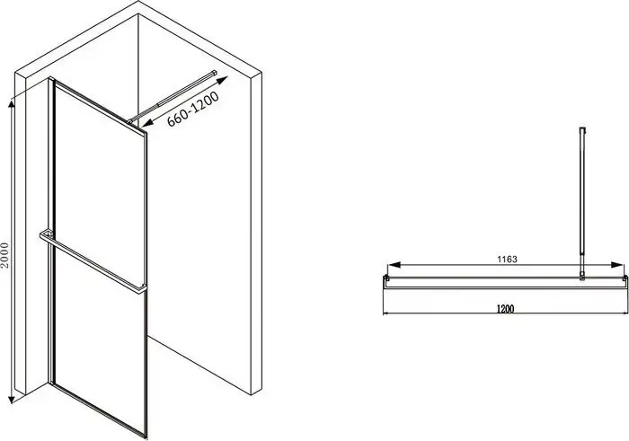 Душевая стенка Abber Immer Offen AG60120B - фото товара