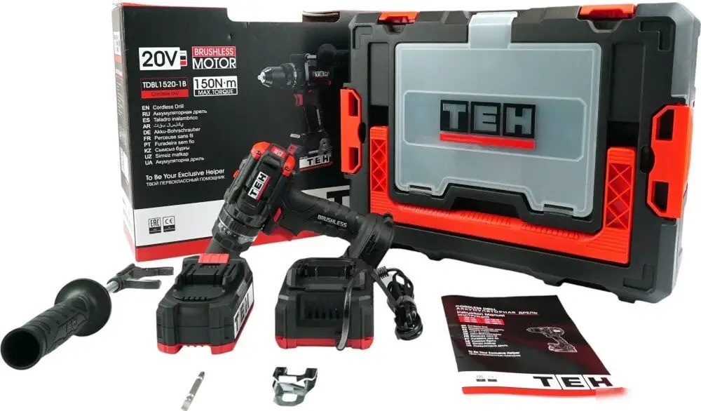 Ударная дрель-шуруповерт TEH TDBL1520-1B (с 1-им АКБ, кейс) – фото товара