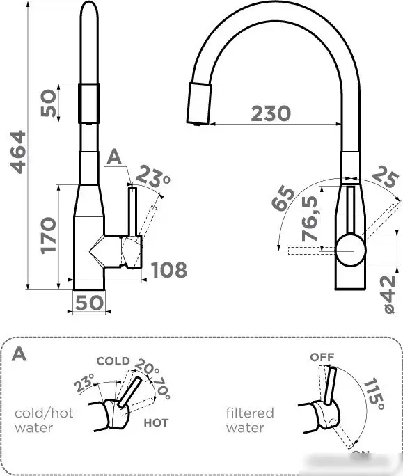 Смеситель Omoikiri Yatomi 2 PLUS GB-BL (графит/черный) - фото товара