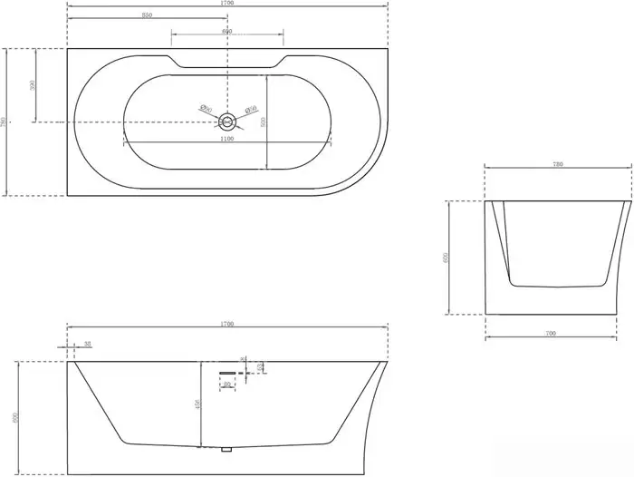 Ванна Abber 170x78 AB9335-1.7 L - фото товара
