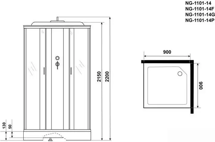 Душевая кабина Niagara NG-1101-14G 90х90 - фото товара