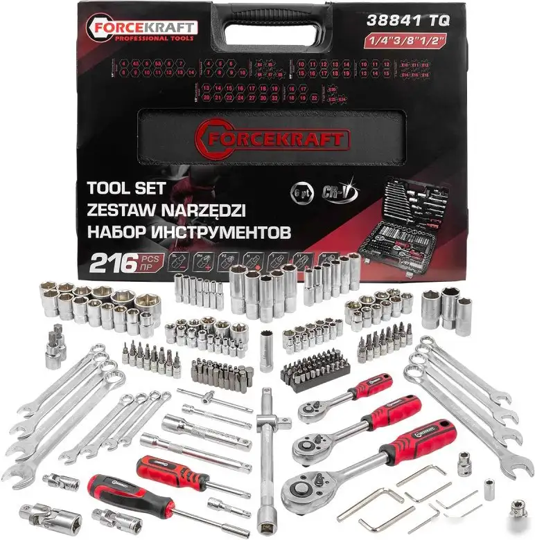 Универсальный набор инструментов ForceKraft FK-38841 TQ (216 предметов) – фото товара