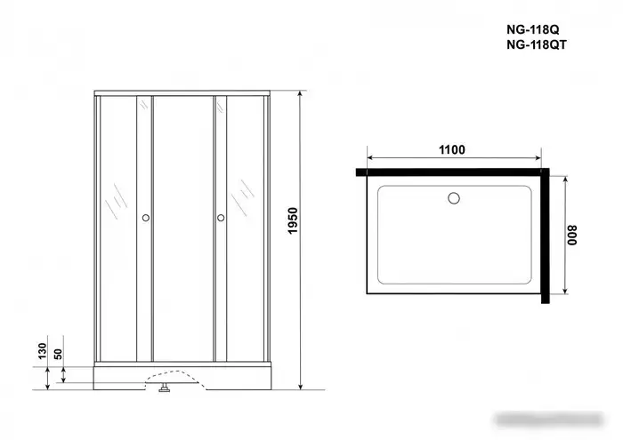 Душевой уголок Niagara NG-118-14Q 100x80 - фото товара