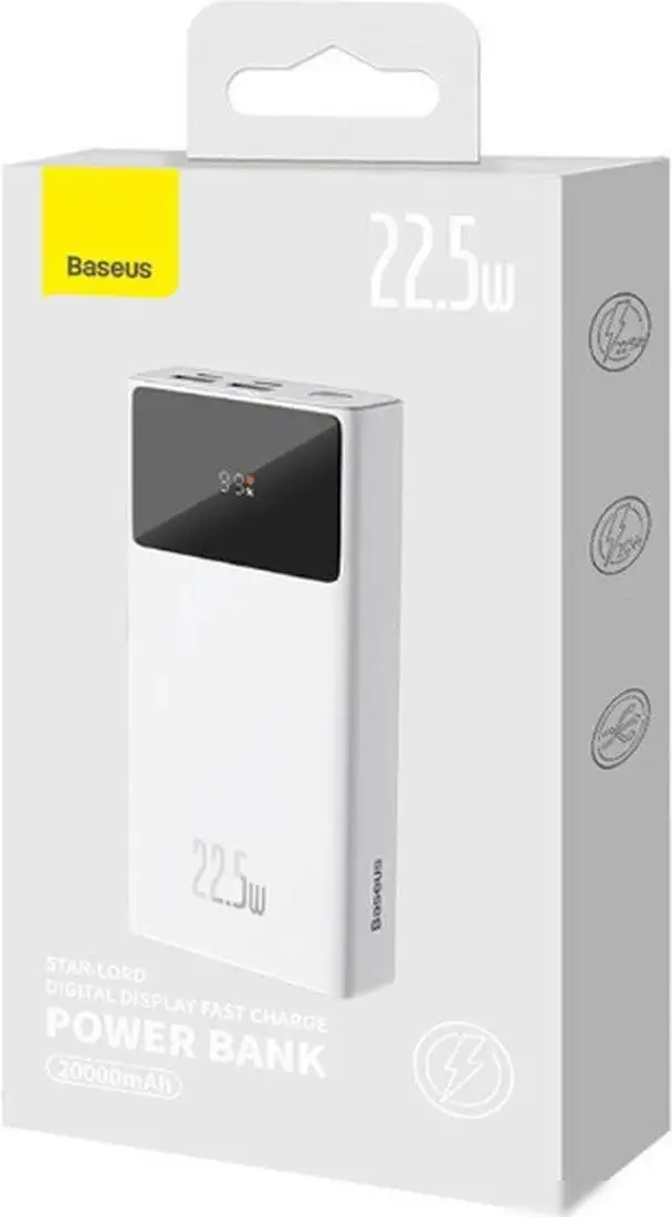 Внешний аккумулятор Baseus Star-Lord Digital Display Fast Charging Power Bank 30000mAh 22.5W (белый) – фото товара