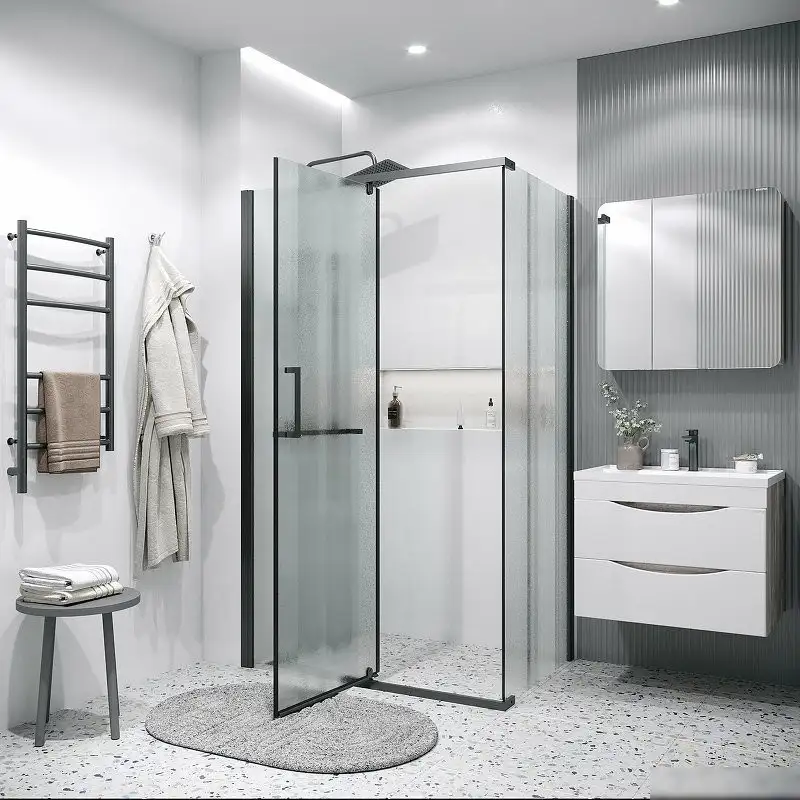 Душевая стенка Grossman Pragma 90x195 200.K33.03.90.21.02 (черный матовый/стекло шиншилла) - фото товара