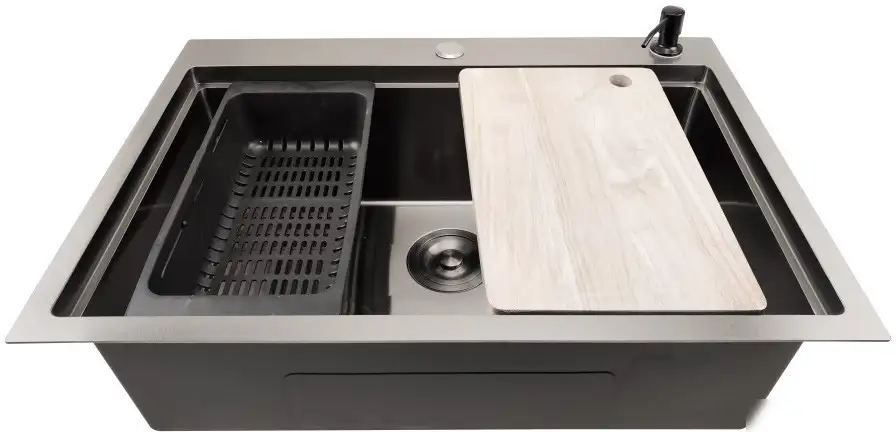 Кухонная мойка Stellar S7050NB-A (нано черный, c доской) - фото товара