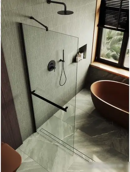 Душевая стенка MaybahGlass 195x69 MGD-720-6у (прозрачное стекло/черный) - фото товара