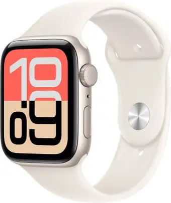 Умные часы Apple Watch SE 3 44 мм (алюминиевый корпус, звездный свет/звездный свет, спортивный силиконовый ремешок S/M) – изображение в каталоге
