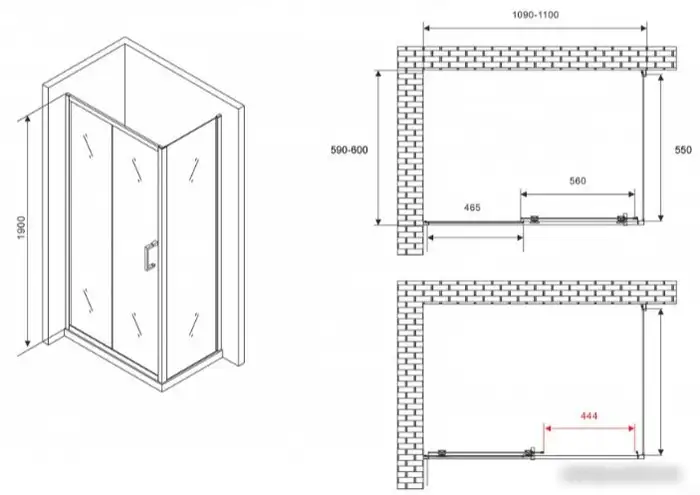 Душевой уголок Abber Schwarzer Diamant AG30110B5-S60B5 - фото товара