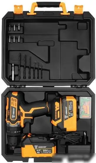 Ударная дрель-шуруповерт Deko DKCD20 Impact 063-4420 (с 2-мя АКБ, кейс) – фото товара