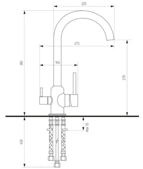 Смеситель Ulgran U-020 304 (нержавеющая сталь) - фото товара
