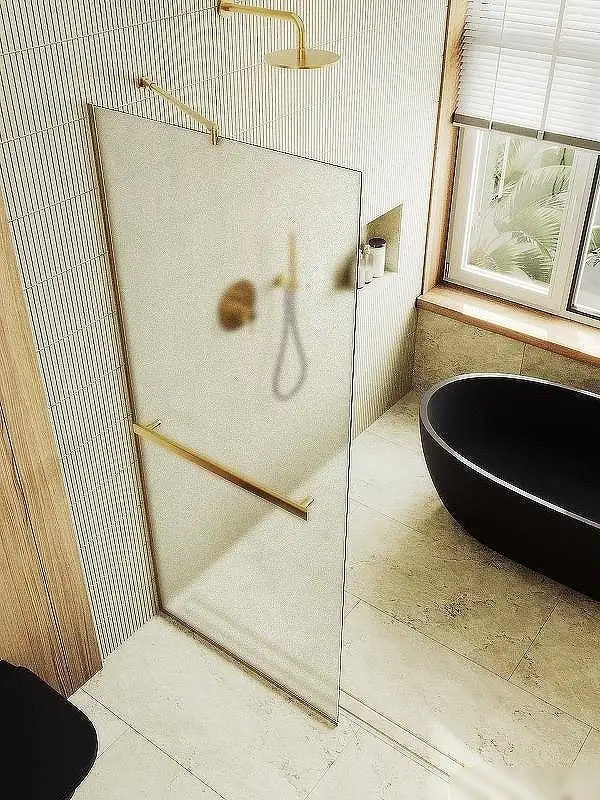 Душевая стенка MaybahGlass 89x195 MGD-737-3у (сатин стекло/золото) - фото товара