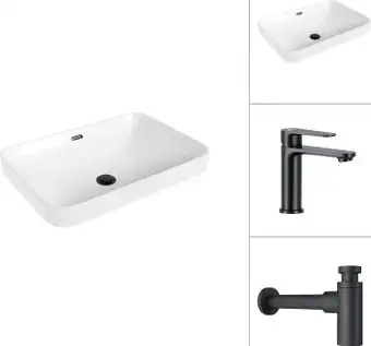 Умывальник Lauter 21441B + Moon 21СК691BS с сифоном 21635B (черный матовый) - изображение в каталоге