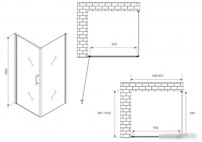 Душевой уголок Abber AG04080M-S100M - фото товара