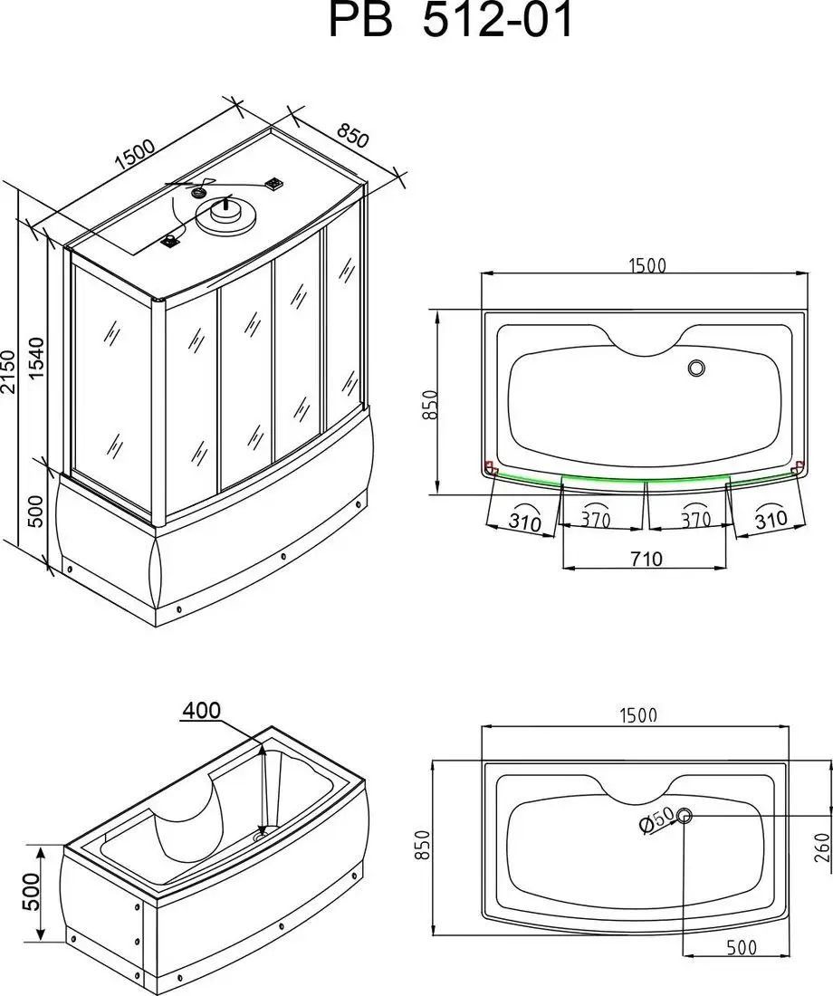 Душевая кабина Grossberg PB 512-1 - фото товара