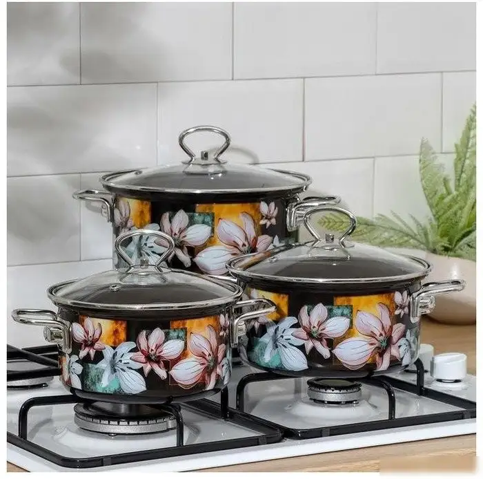 Набор кастрюль КМЗ Адель 5 1 Элит (3шт, коричневый)