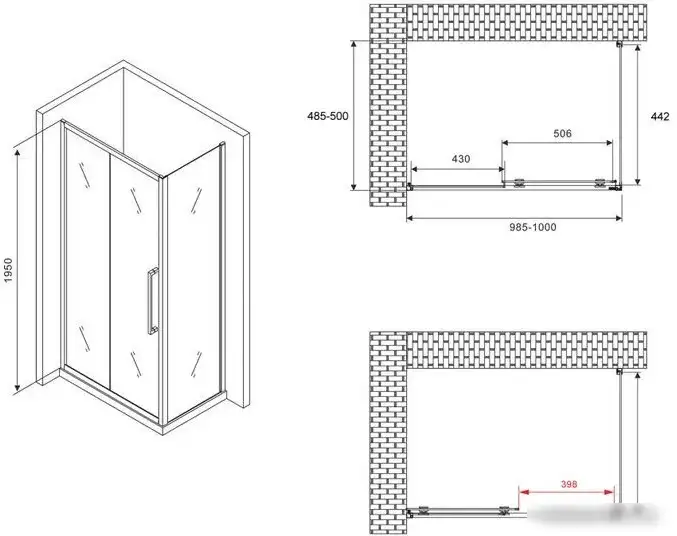 Душевой уголок Abber Schwarzer Diamant AG30100BH-S50B - фото товара