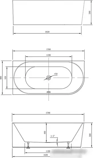 Ванна Vincea VBT-402-1700L 170x80L - фото товара