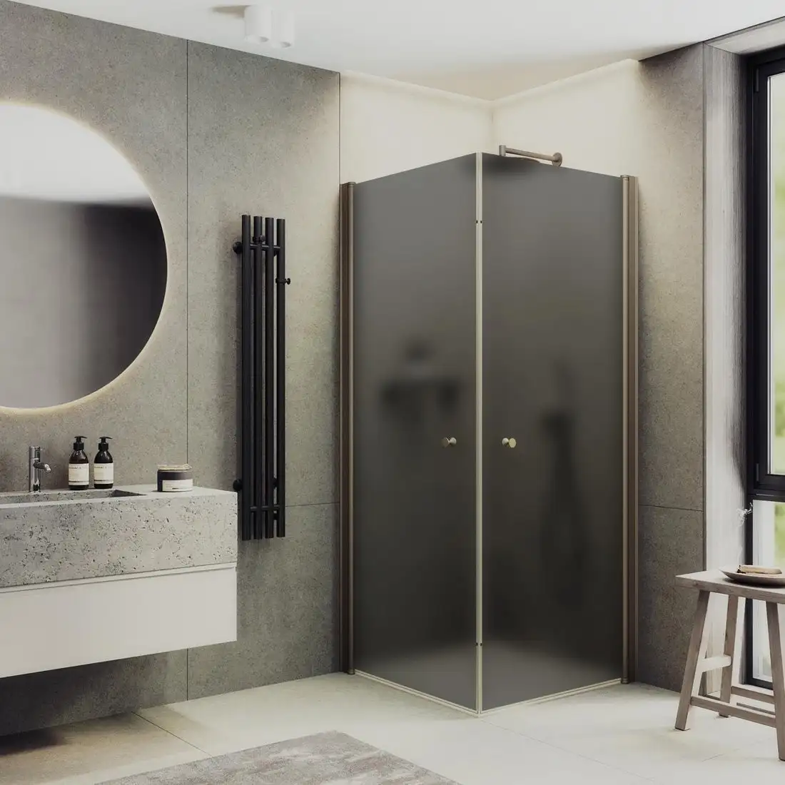 Душевой уголок MaybahGlass MGY-1295-2 (графитовое матовое стекло/бронзовый) - фото товара