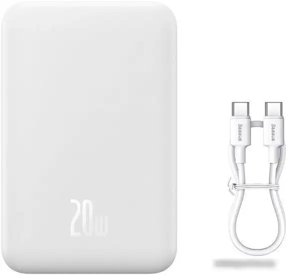 Внешний аккумулятор Baseus Magnetic Mini Wireless Fast Charge Power Bank 20W 20000mAh (белый) – фото товара