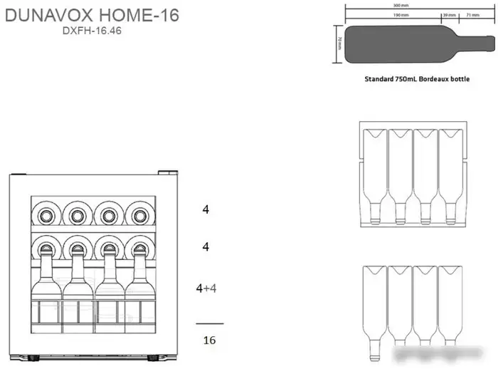 Винный шкаф Dunavox DXFH-16.46 — фото товара