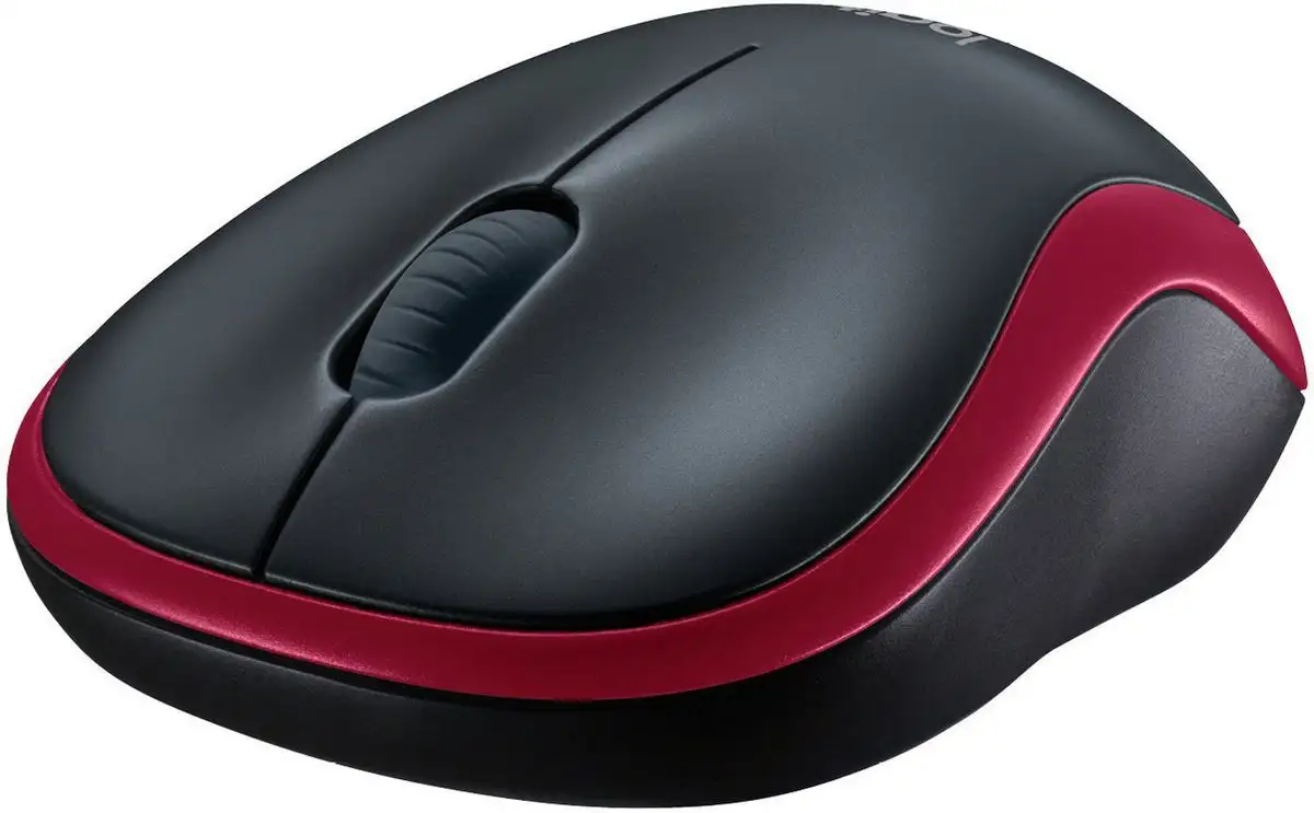 Мышь Logitech M185 (черный/красный) – фото товара