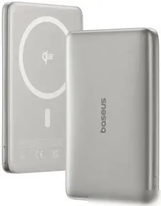 Внешний аккумулятор Baseus PicoGo AM41 Ultra-Slim Qi2 Magnetic Power Bank 10000mAh (титановый) – фото товара