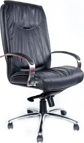 Офисное кресло Деловая обстановка Шеф Хром XH кожа (черный) – изображение в каталоге