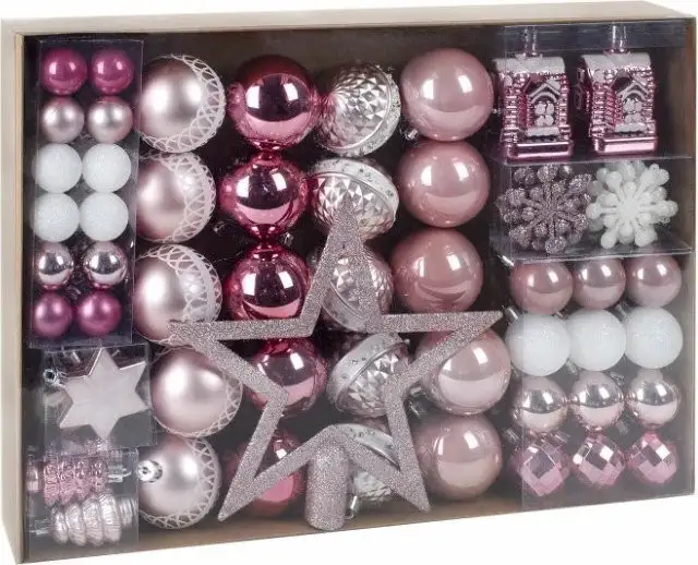 Елочная игрушка Золотая сказка 591715 (77 шт, розовый/белый) – фото товара