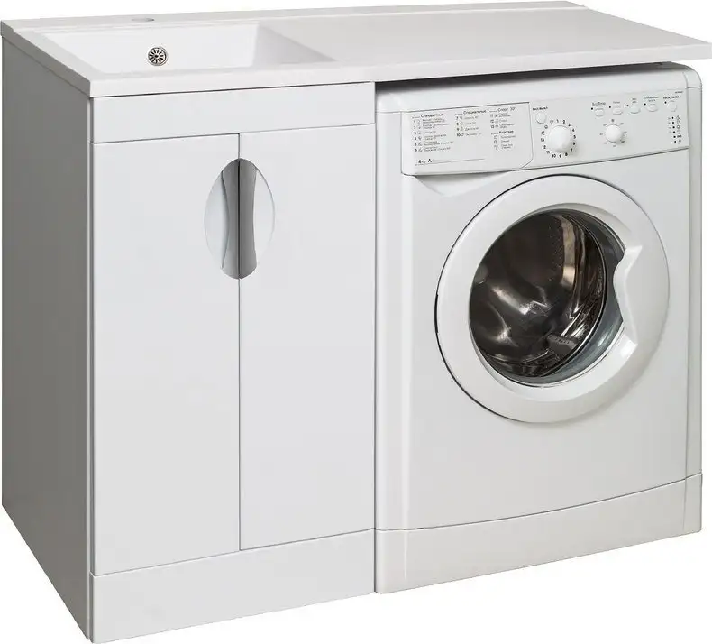 Runo Тумба с умывальником Runo Лира 45 + Гамма 105 лайт с правым крылом (напольная, белый) – фото товара