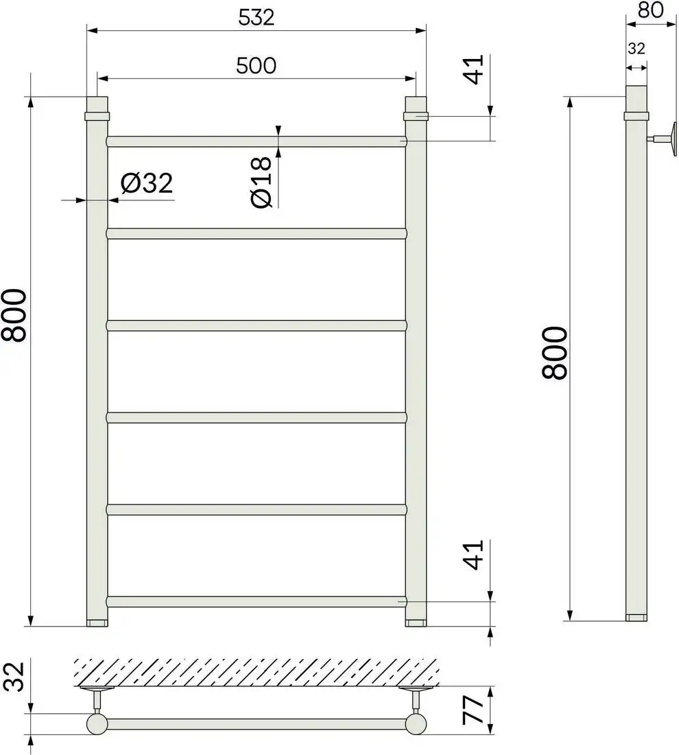 Полотенцесушитель Indigo Line 80x50 LLW80-50 (с боковым подключением) - фото товара