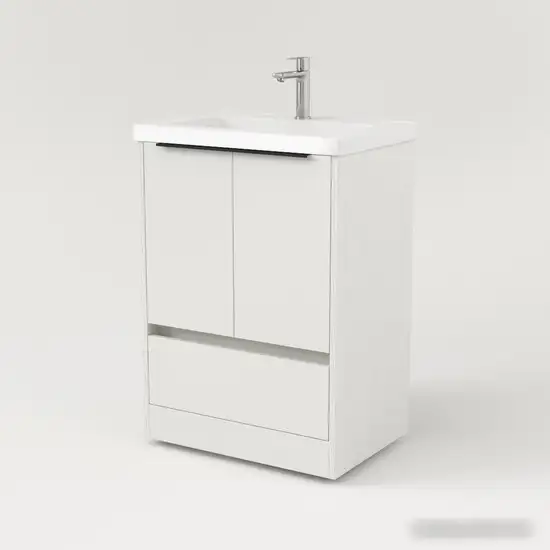 Дабер Тумба под умывальник 017 Тобага/Эридан/Артвин 60 Т17.6Т.0.5Ч (белый древесный/ручка черная) – фото товара