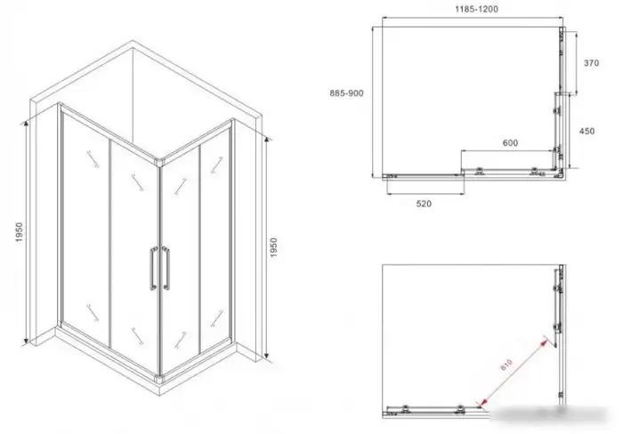 Душевой уголок Abber Schwarzer Diamant AG02129H - фото товара