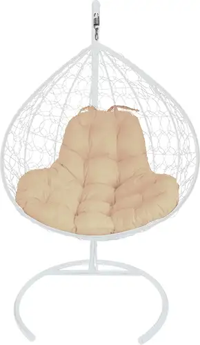 Подвесное кресло M-Group XL 11120101 (белый ротанг/бежевая подушка)