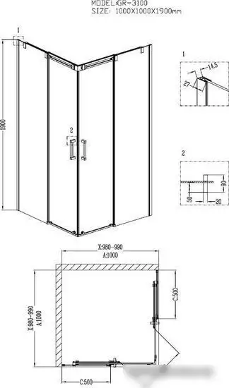 Душевой уголок Grossman GR-3100 100x100 - фото товара