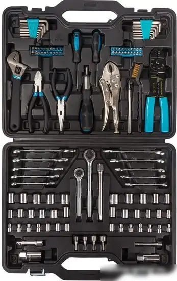 Универсальный набор инструментов Bort BTK-123 (123 предмета) – фото товара