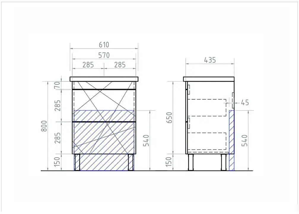 Vigo Тумба под умывальник Holly 600-0-2 tn.HOL.FOS.60.2Y (напольная) – фото товара