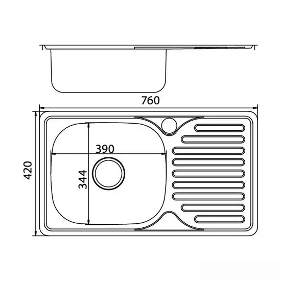 Кухонная мойка Mixline 530530 (правая, полированная, 0.6 мм) - фото товара