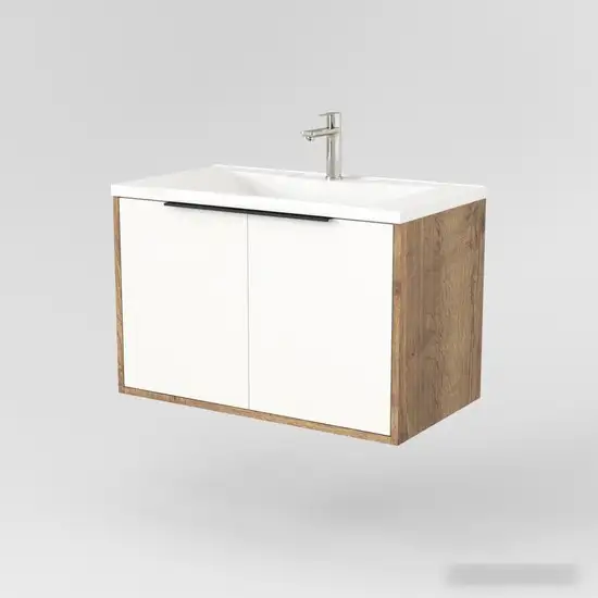 Дабер Тумба под умывальник 018 Andrea Elen 80 Т18.8А.0.21Ч (дуб галифакс/белый/ручка черная) – фото товара