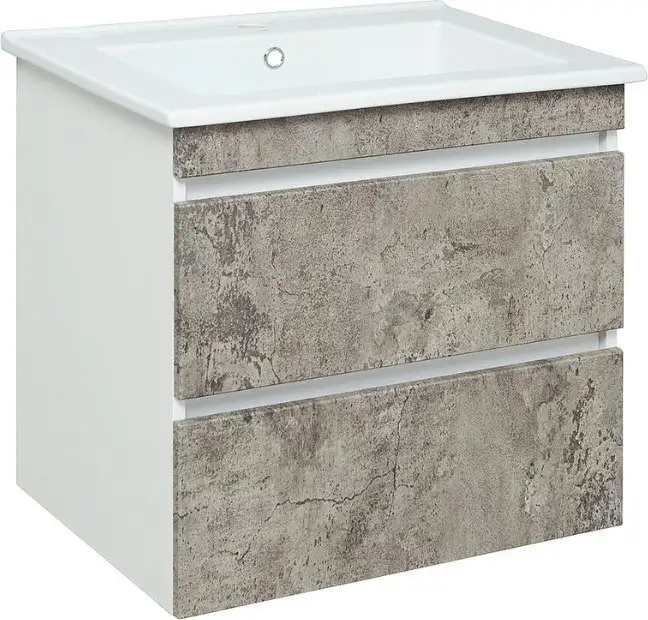 Runo Тумба с умывальником Runo Манхэттен 65 + Оскар 65 (подвесная, серый бетон) – фото товара