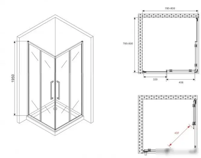 Душевой уголок Abber Schwarzer Diamant AG02080BMH - фото товара