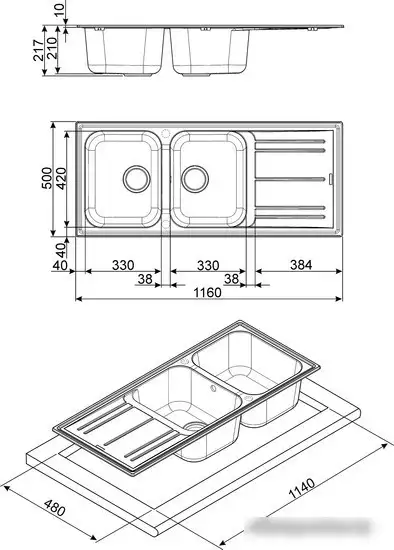 Кухонная мойка Smeg LZ116AV2 - фото товара