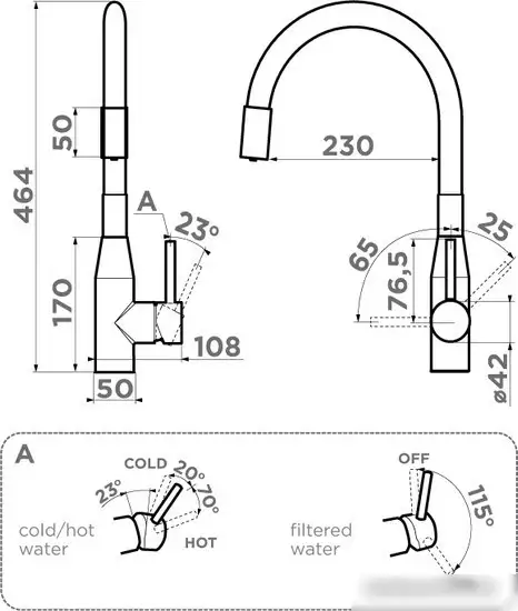 Смеситель Omoikiri Yatomi 2 PLUS BN-BL (нержавеющая сталь/белый) - фото товара