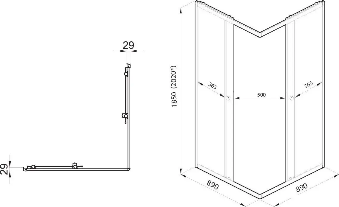 Душевой уголок Saniteco SNT-802 Cube 90х90 без поддона (черный/прозрачное стекло) - фото товара