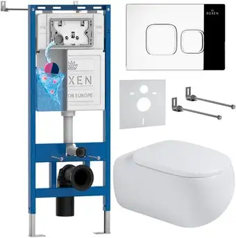 Унитаз подвесной Roxen Titan в комплекте с инсталляцией StounFix Dual Fresh 6 в 1 967219 (кнопка: хром) - изображение в каталоге