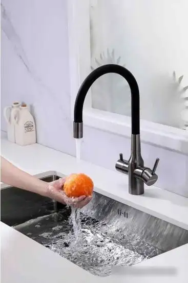 Смеситель Paulmark Salix Sa213419-GM (черный/вороненая сталь) - фото товара