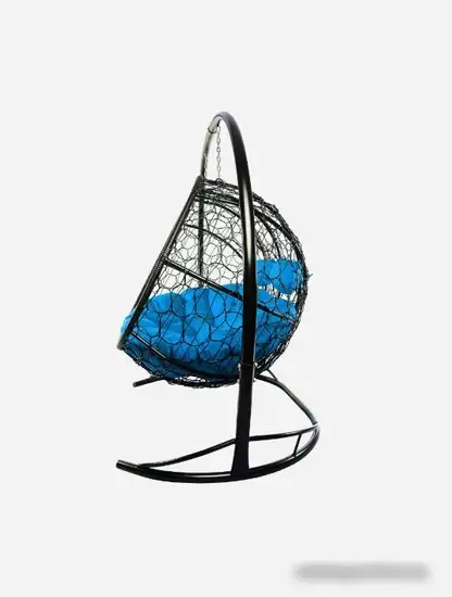 Подвесной диван M-Group Лежебока 11180410 (с черным ротангом/синяя подушка) – фото товара