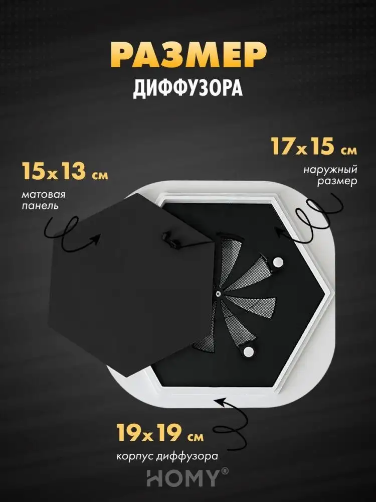 Вентиляционная решетка HOMY AIR гексагон AH100BRT 17x15 (черная) – фото товара