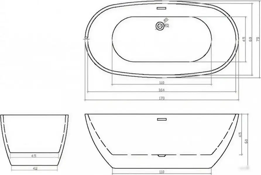 Ванна Cerutti Spa d'Iseo 170 II CT10509 (170x75) - фото товара