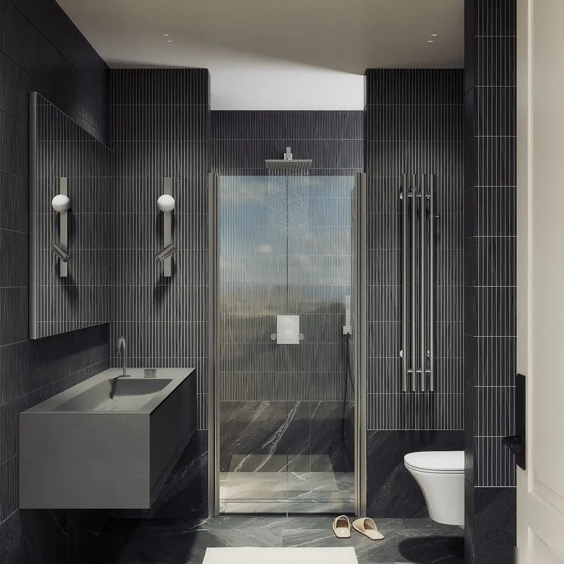 Душевая дверь MaybahGlass 198x120 MGD-425-5 (прозрачное стекло/хром матовый) - фото товара